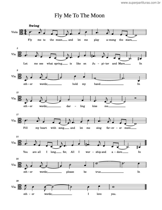 Partitura da música Viola – Fly Me To The Moon
