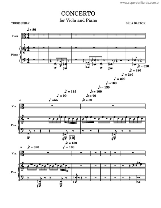 Partitura da música Viola Concerto – Béla Bartók