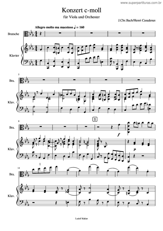 Partitura da música Viola Concerto In C Minor – Johann Christian Bach 1.Satz