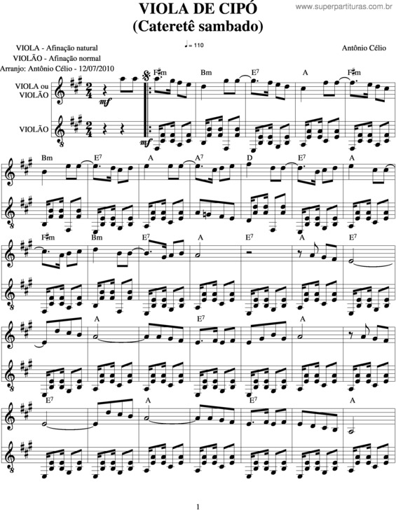 Partitura da música Viola De Cipó v.2