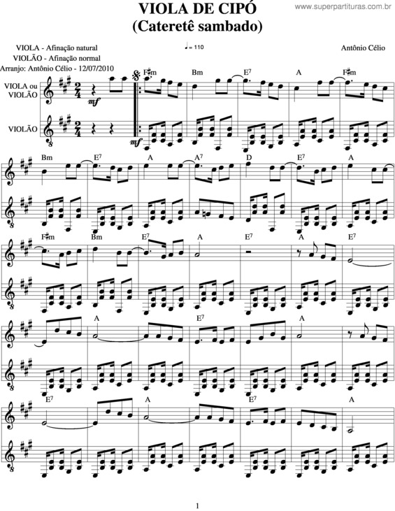 Partitura da música Viola De Cipó