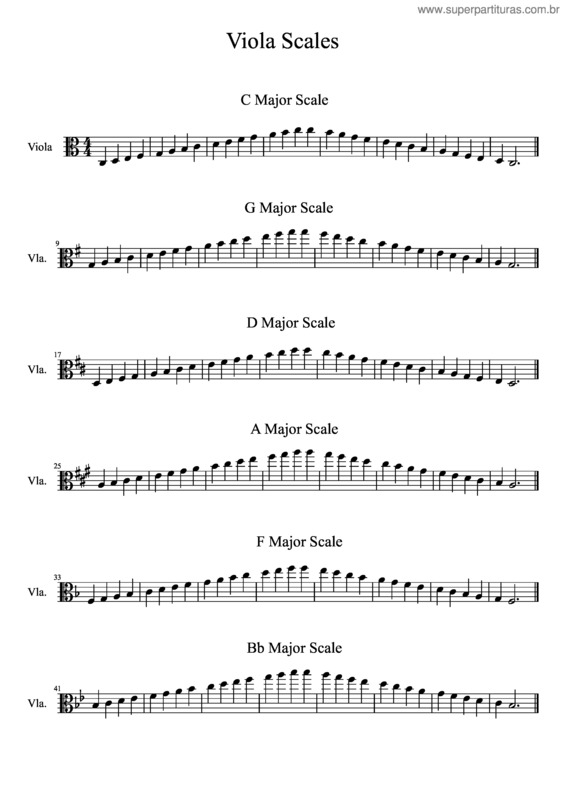 Partitura da música Viola Scales