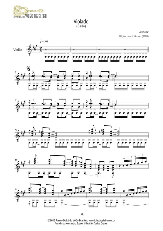 Partitura da música Violado