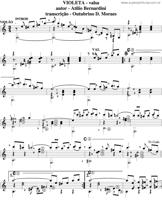 Partitura da música Violeta v.2