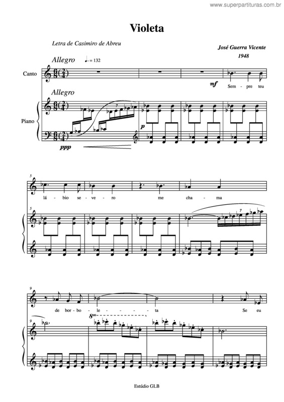 Partitura da música Violeta