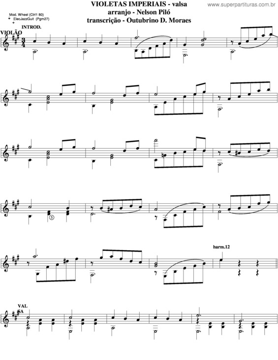 Partitura da música Violetas Imperiais v.2