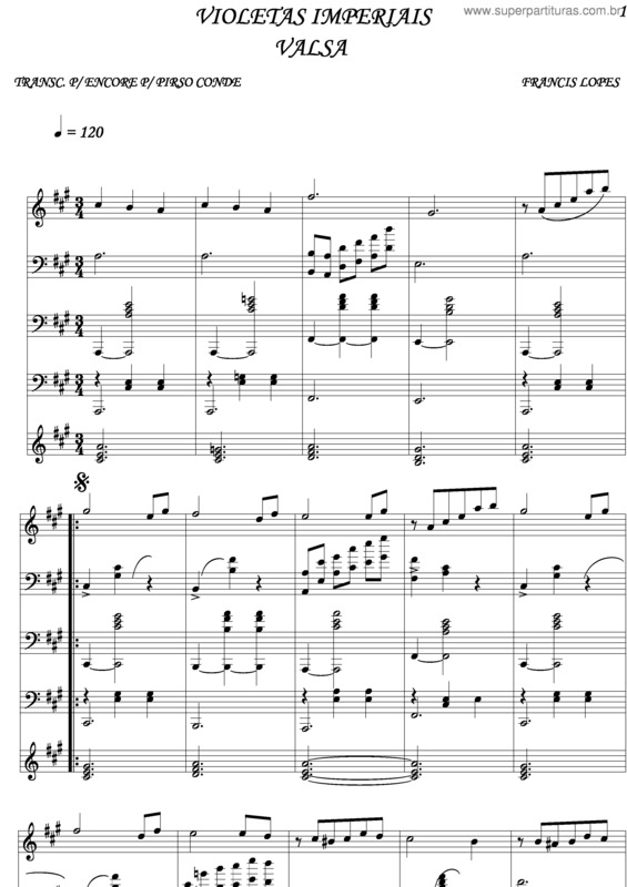 Partitura da música Violetas Imperiais