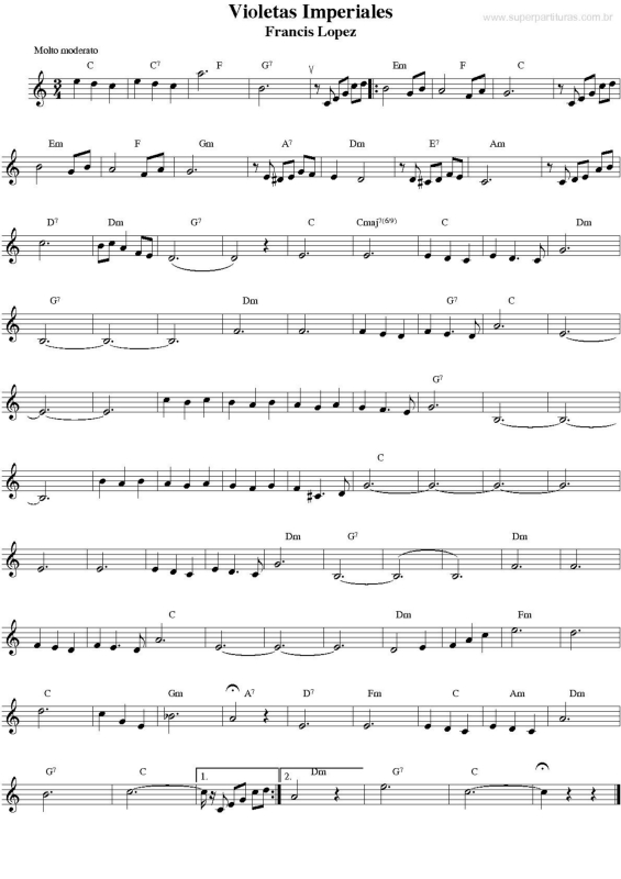 Partitura da música Violetas Imperiales