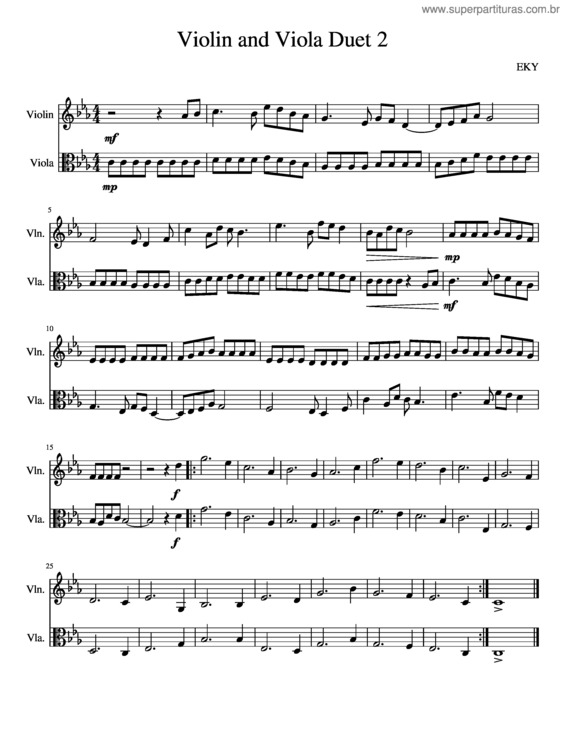 Partitura da música Violin And Viola Duet 2