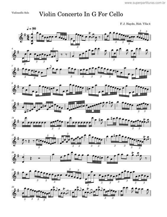 Partitura da música Violin Concerto In G Major, Hob.Viia:4 – Joseph Haydn