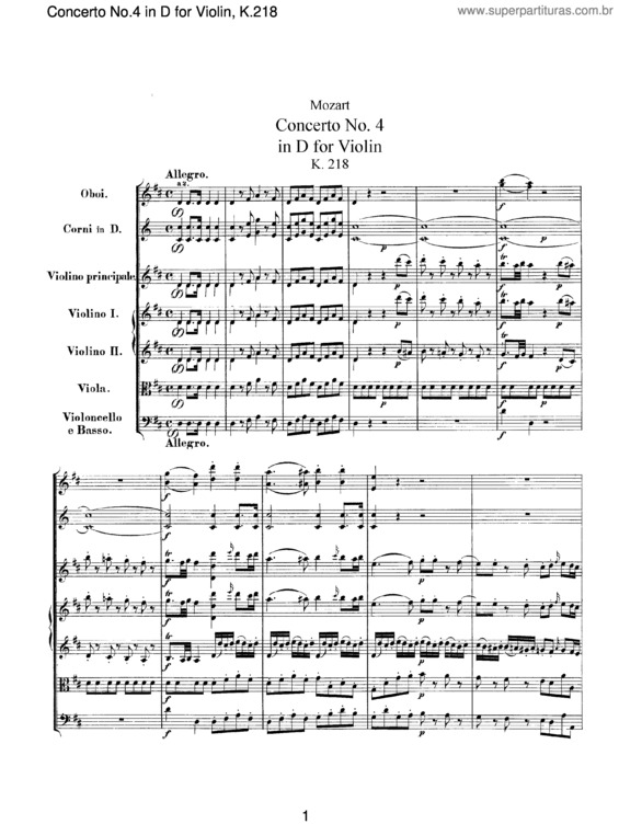 Partitura da música Violin Concerto No. 4 v.2
