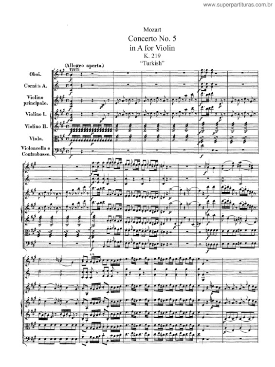 Partitura da música Violin Concerto No. 5