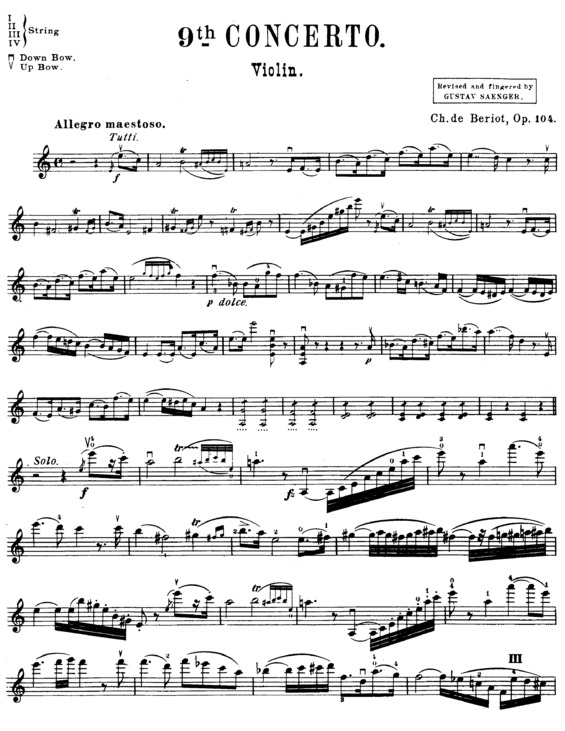 Partitura da música Violin Concerto No. 9