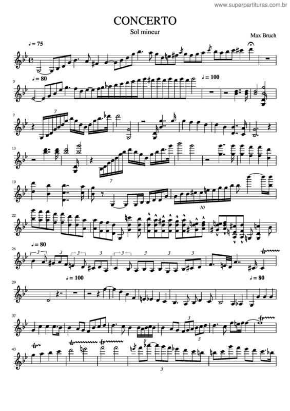 Partitura da música Violin Concerto No.1, Op.26 – Max Bruch Violin Concerto No.1 Op.26  Max Bruch Violin Only 1St Mvt Concerto G Minor Bruch – Practice Score