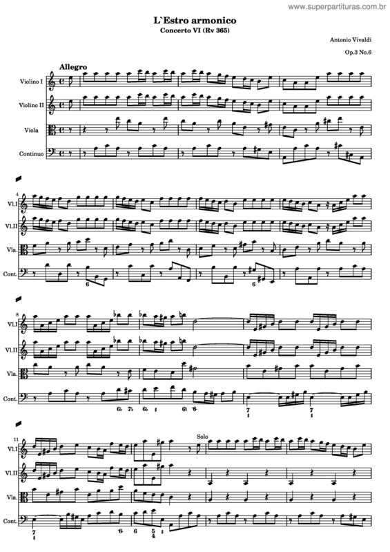 Partitura da música Violin Concerto v.13