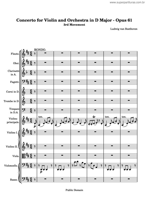 Partitura da música Violin Concerto v.8