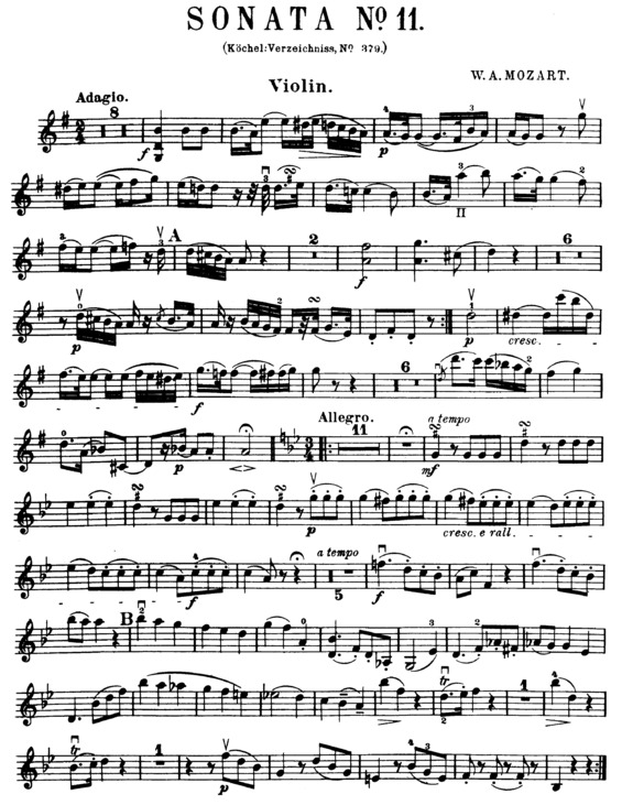 Partitura da música Violin Sonata 11