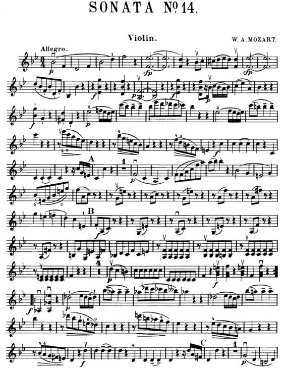 Partitura da música Violin Sonata 14