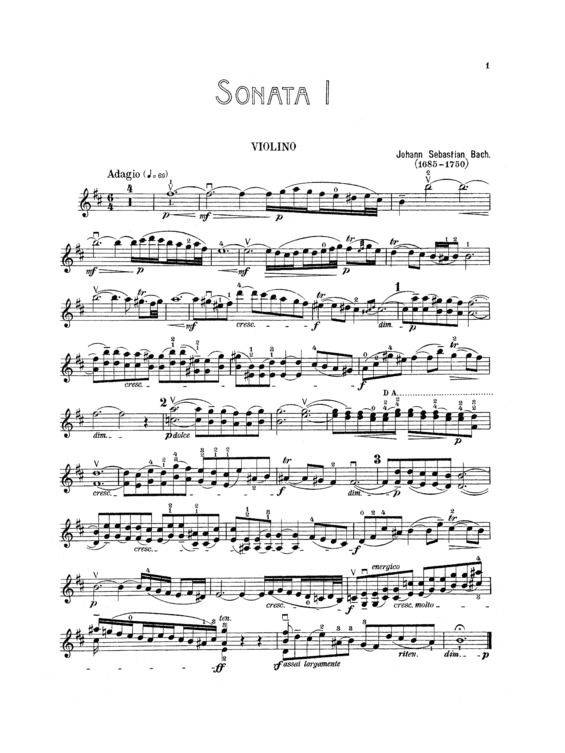 Partitura da música Violin Sonata BWV1014
