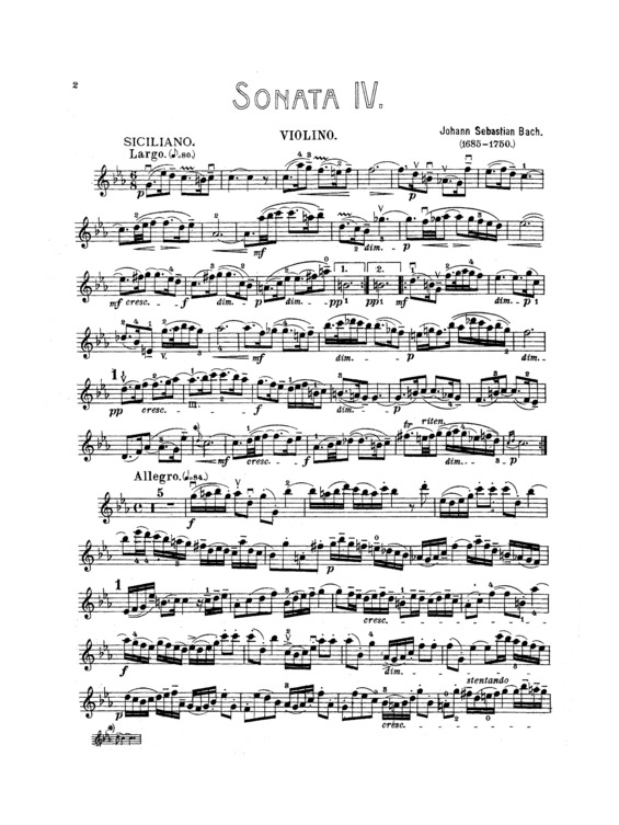 Partitura da música Violin Sonata BWV1017
