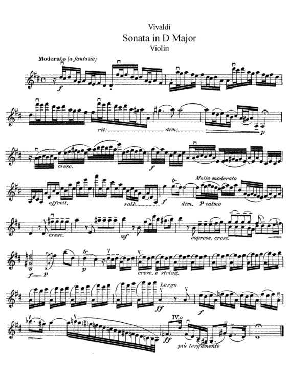 Partitura da música Violin Sonata in D major