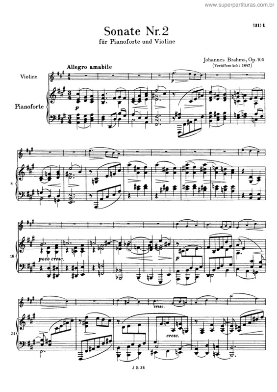 Partitura da música Violin Sonata No. 2