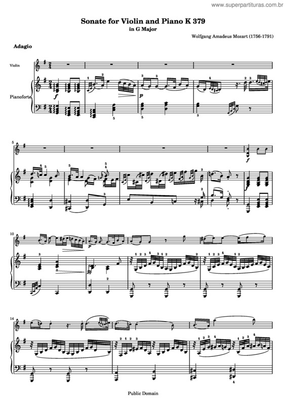 Partitura da música Violin Sonata No. 27