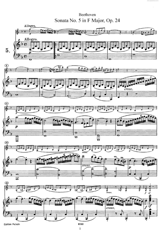 Partitura da música Violin Sonata No. 5