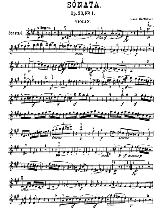 Partitura da música Violin Sonata No. 6