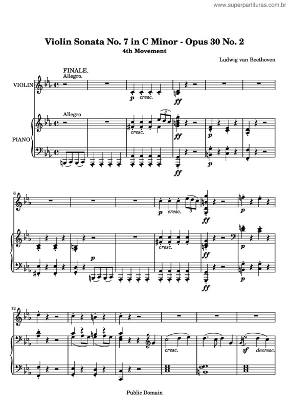 Partitura da música Violin Sonata No. 7