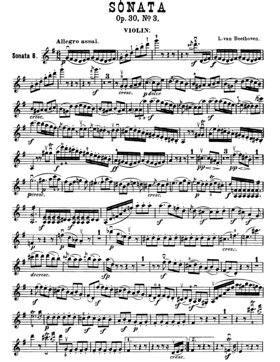 Partitura da música Violin Sonata No. 8