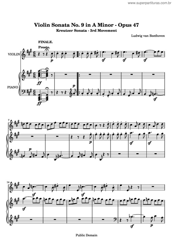 Partitura da música Violin Sonata No. 9 `Kreutzer` v.2