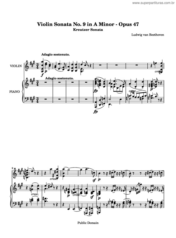 Partitura da música Violin Sonata No. 9 `Kreutzer`