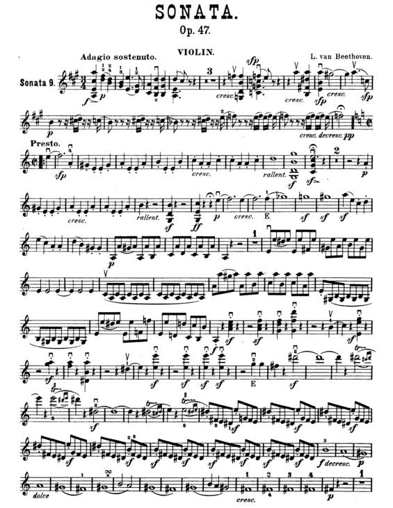 Partitura da música Violin Sonata No. 9
