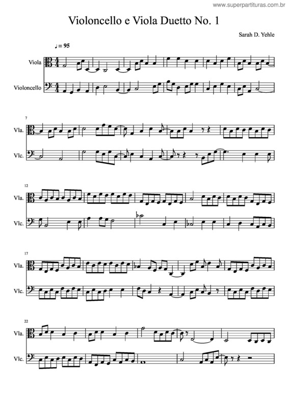 Partitura da música Violoncello E Viola Duetto No. 1