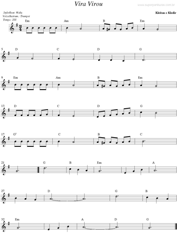 Partitura da música Vira Virou