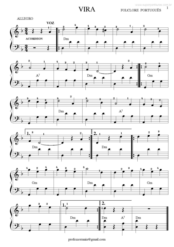 Partitura da música Vira