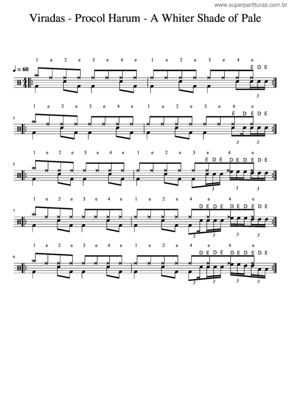 Partitura da música Viradas – Procol Harum – A Whiter Shade Of Pale