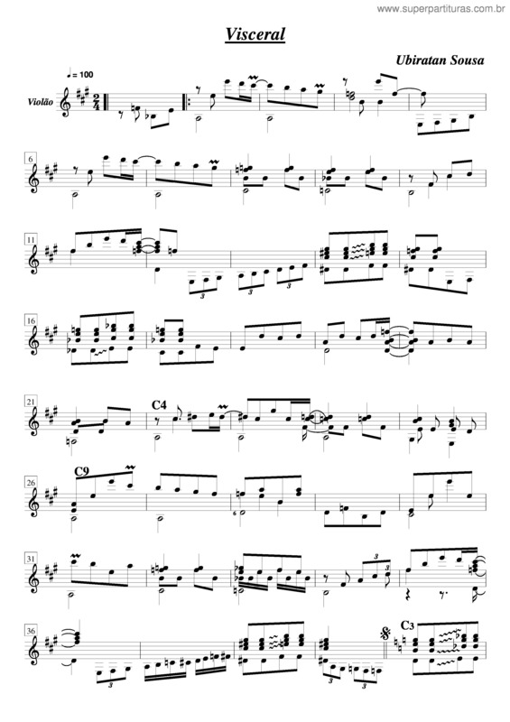 Partitura da música Visceral