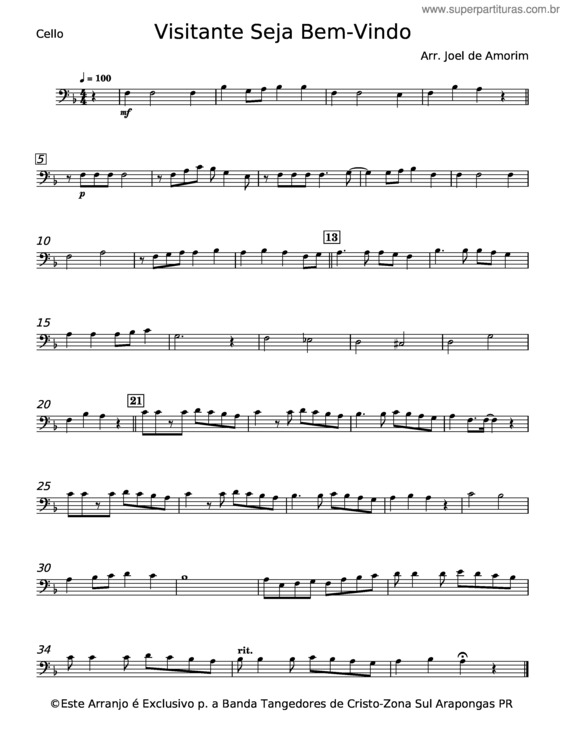 Partitura da música Visitante Seja Bem-Vindo v.11