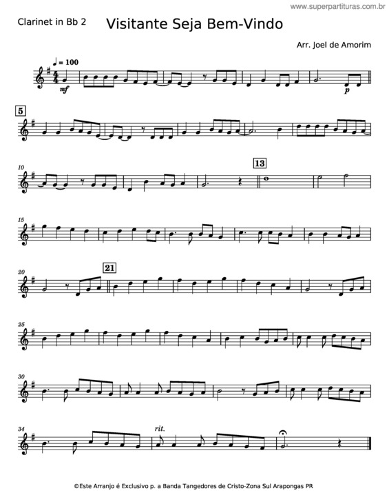 Partitura da música Visitante Seja Bem-Vindo v.12