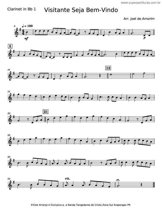 Partitura da música Visitante Seja Bem-Vindo v.14