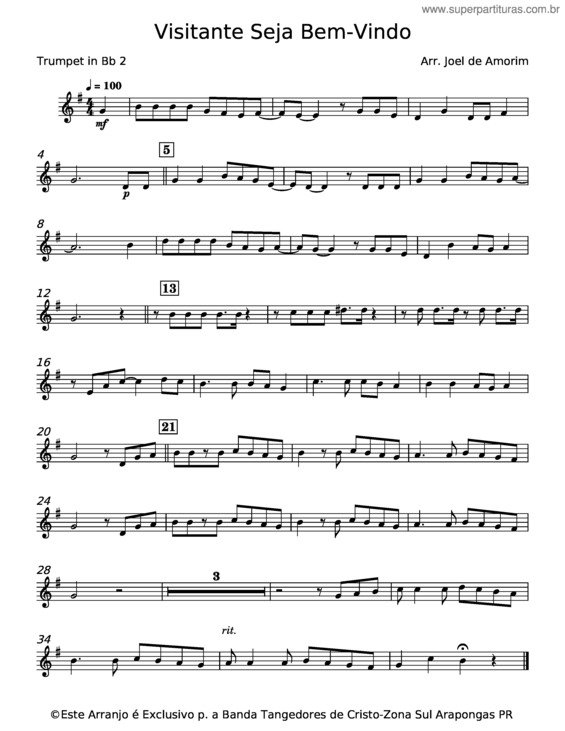 Partitura da música Visitante Seja Bem-Vindo v.15
