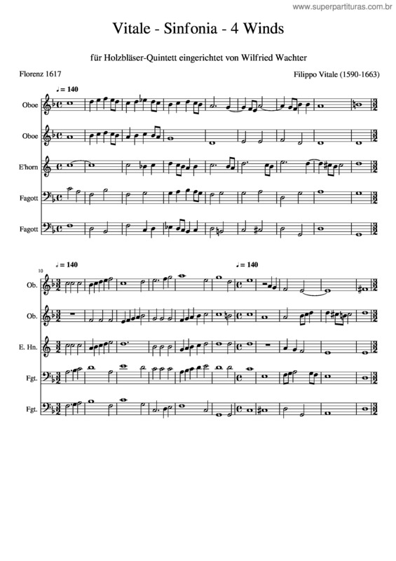 Partitura da música Vitale – Sinfonia – 4 Winds