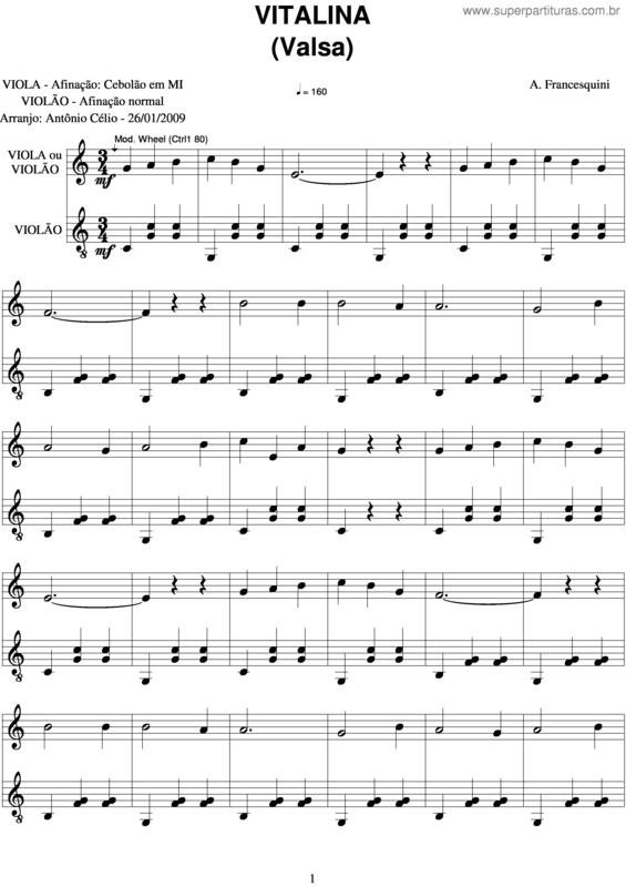 Partitura da música Vitalina v.2