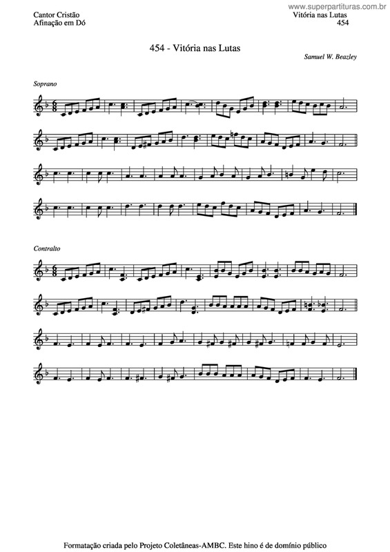 Partitura da música Vitória Nas Lutas v.2