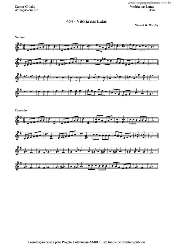 Partitura da música Vitória Nas Lutas v.4