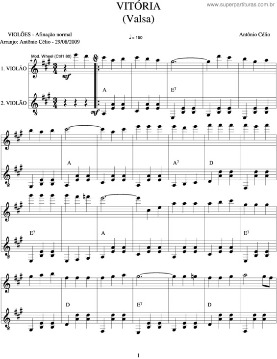 Partitura da música Vitória v.2