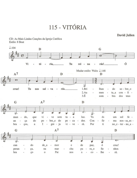 Partitura da música Vitória v.4