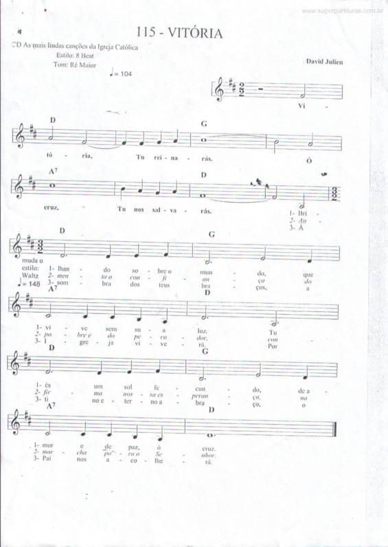 Partitura da música Vitória